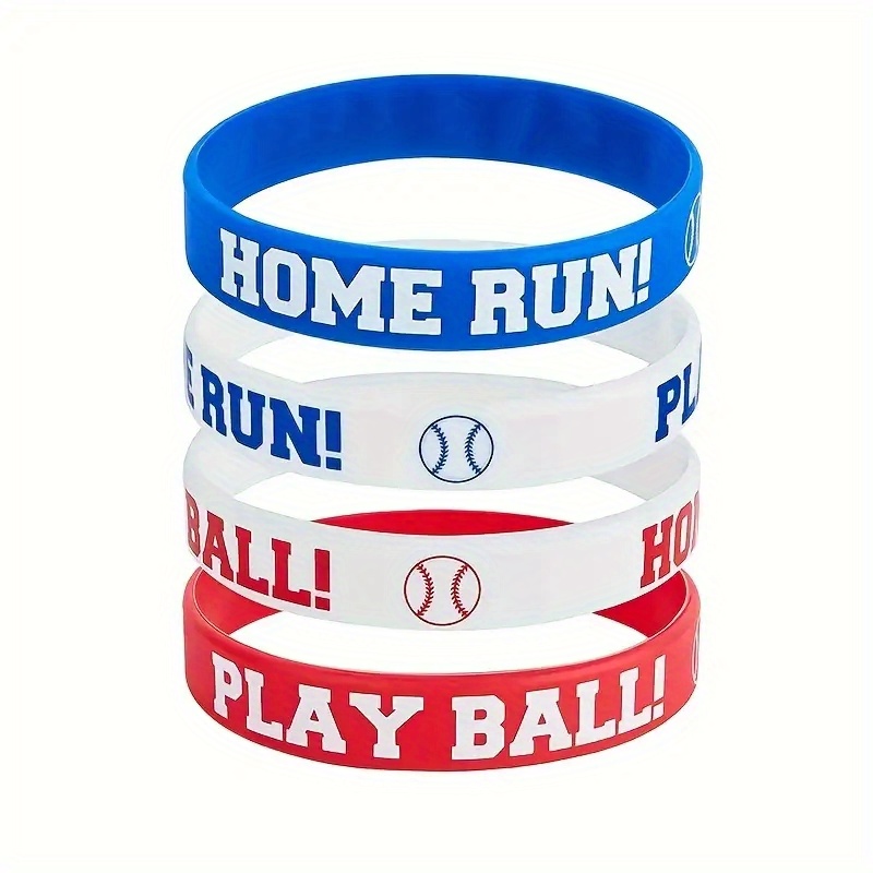

20 Pcs Silicone Baseball Wristbands, Assorted Colors, Sports-themed Party Accessories, Unisex Birthday Decorations, Party Favors For Guests