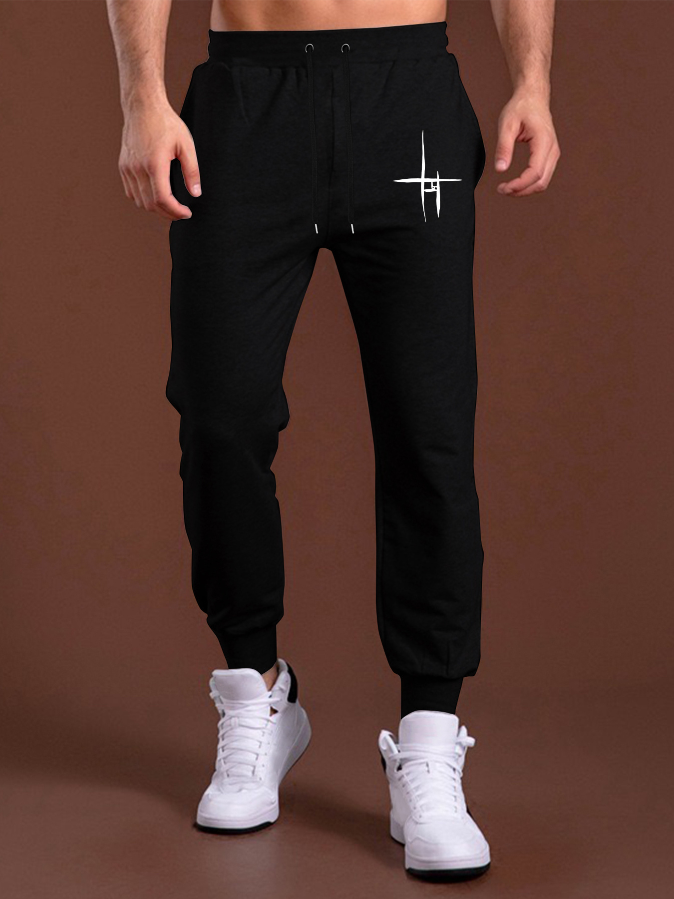 Cross Print Men's Street Fashion Jogger Pants Drawstring - Temu Canada