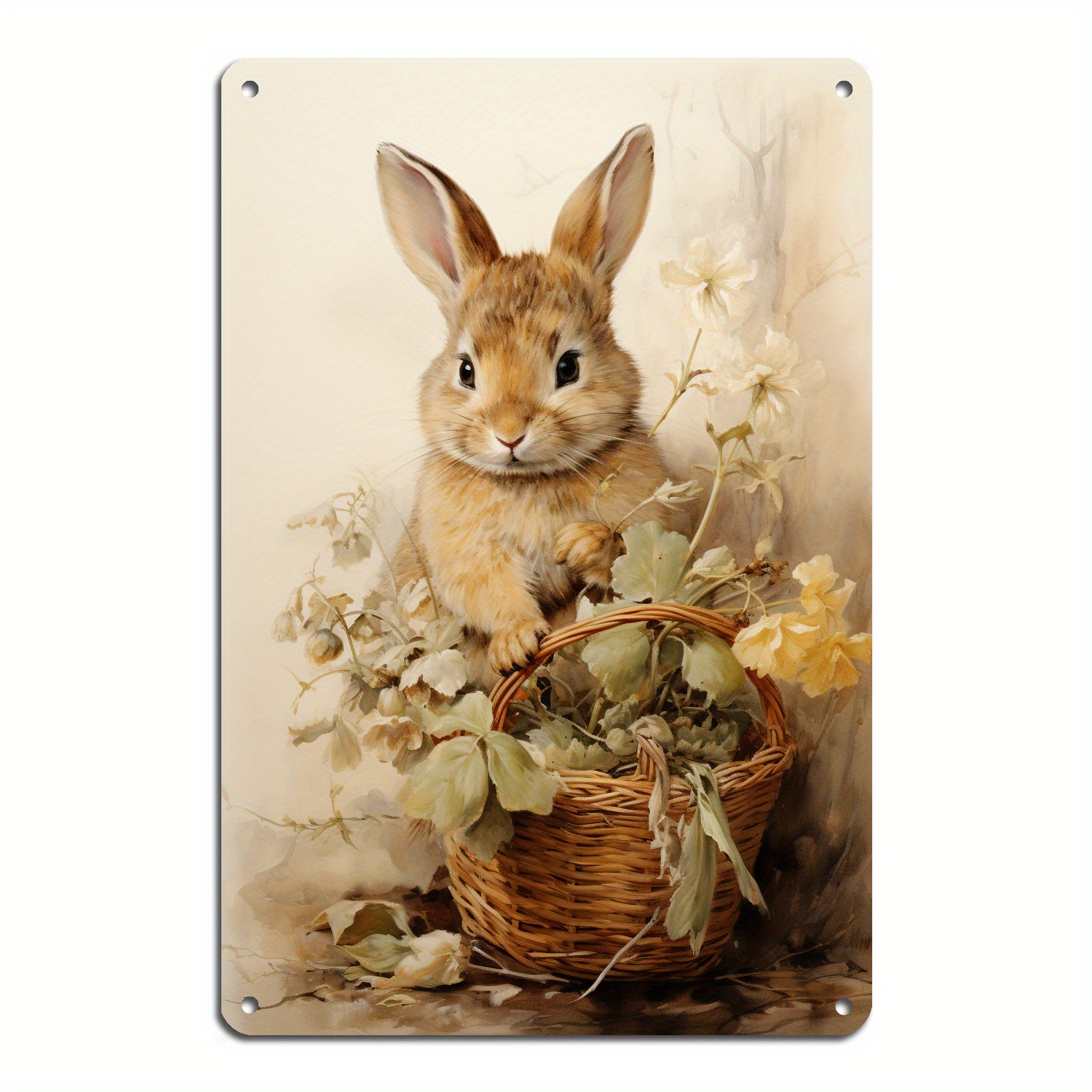 

Vintage Easter Bunny Metal Sign - 8x12" Aluminum Wall Art With , , Decor - Ideal Gift