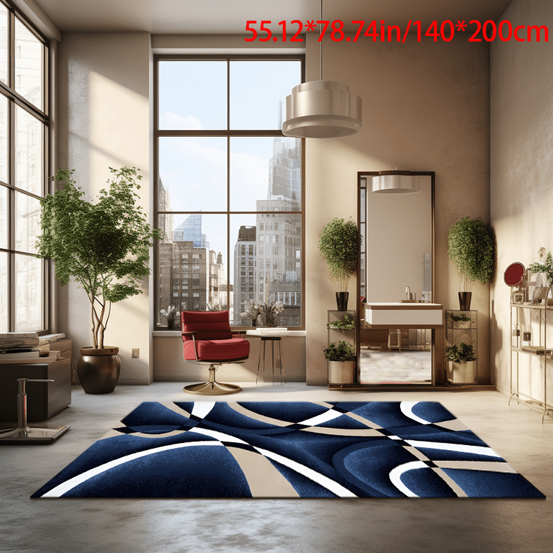 

1pc Nordic Abstraction Decorative Living Room Soft Carpet, Machine Washable Non-slip Carpet, Hotel Cafe Shop Carpet