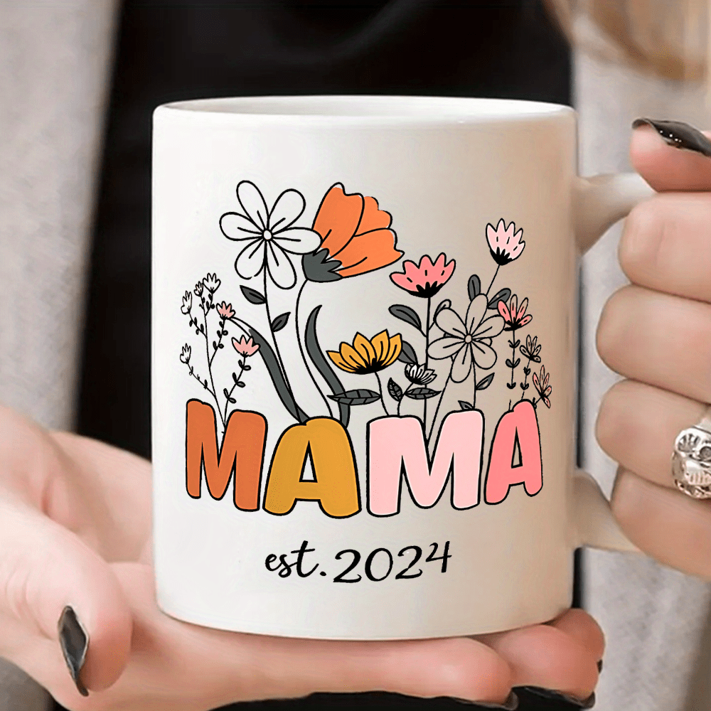 

1pc, Mama Mug, Mom Est 2024, Mother's Day Coffee Mug Gift For New Mom, Baby Shower Gifts, Pregnancy Gift For Women Coworker 11oz
