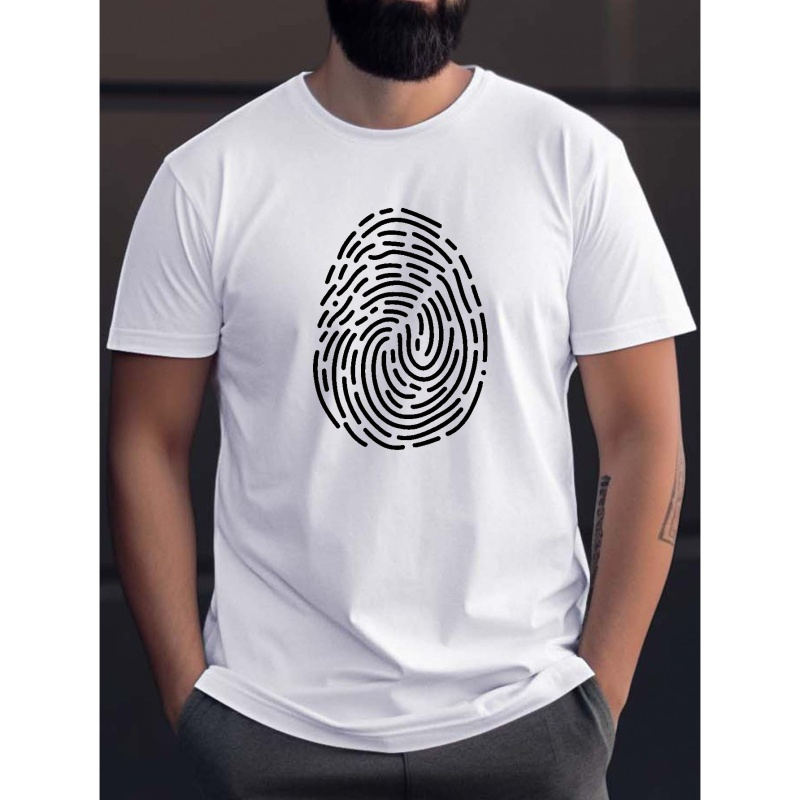 

Fingerprint Print Tee Shirt, Tees For Men, Casual Short Sleeve T-shirt For Summer