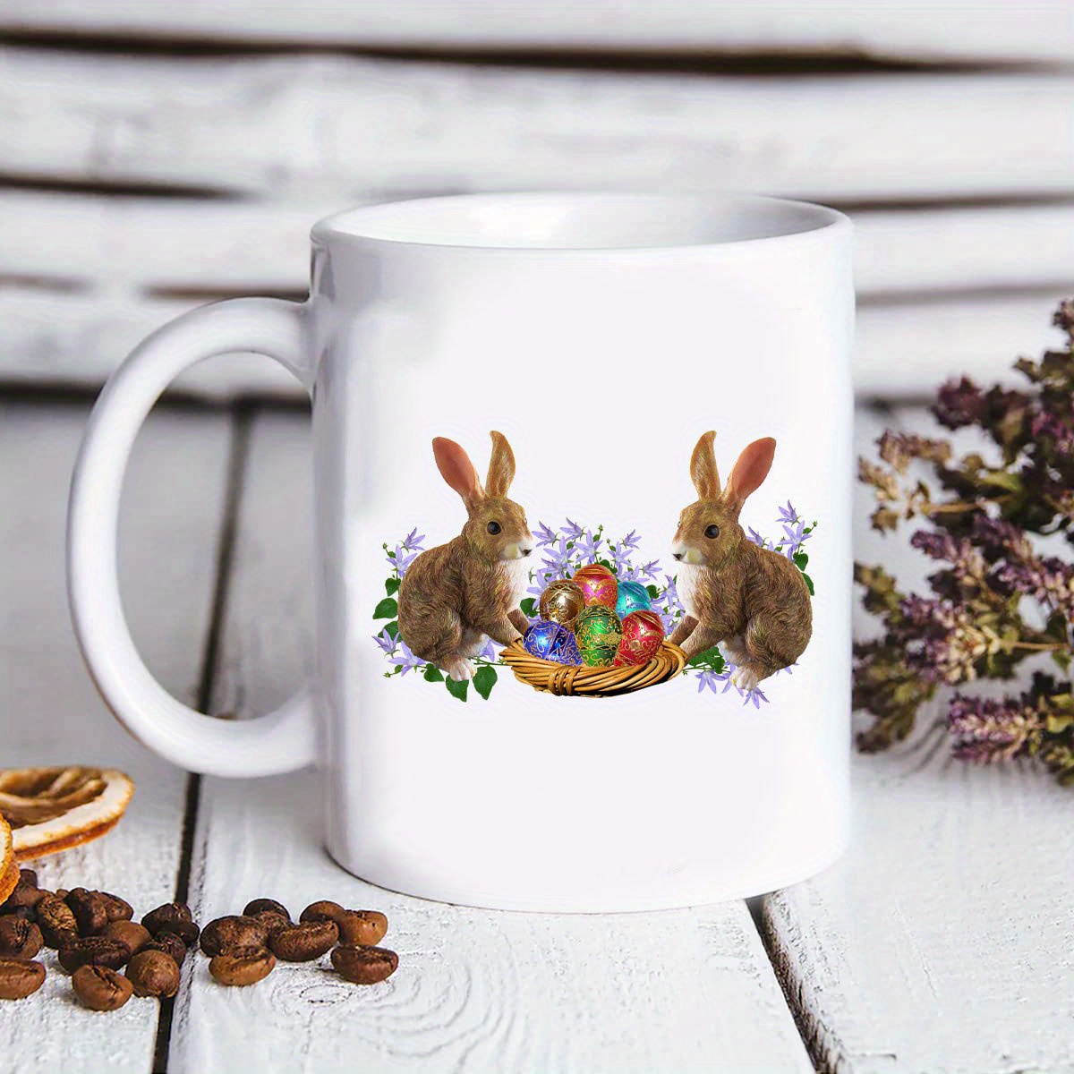easter mug mr mrs rabbits coffee mug easter bunny ceramic tea mug cup for happy easter party home school office table centerpieces gift 11oz