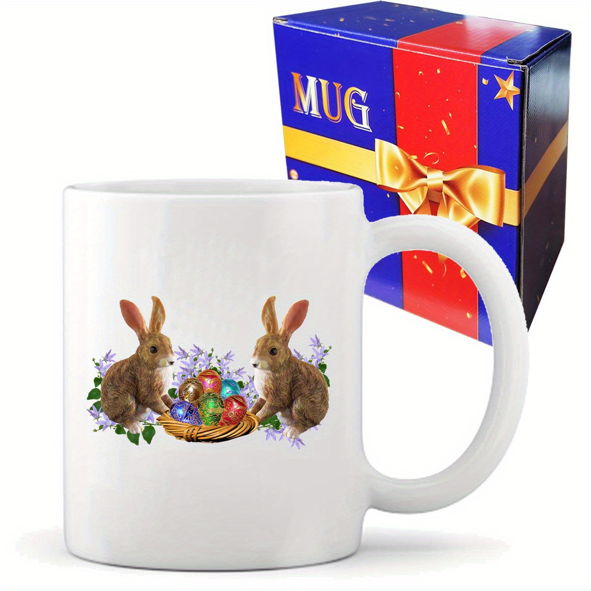 easter mug mr mrs rabbits coffee mug easter bunny ceramic tea mug cup for happy easter party home school office table centerpieces gift 11oz