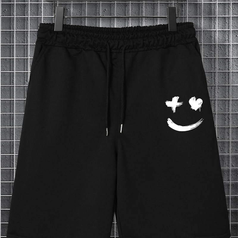 

Emoticon Print Men's Drawstring Pants Loose Casual Trousers Simple Style Comfy Shorts For Spring Summer Outdoor Fitness