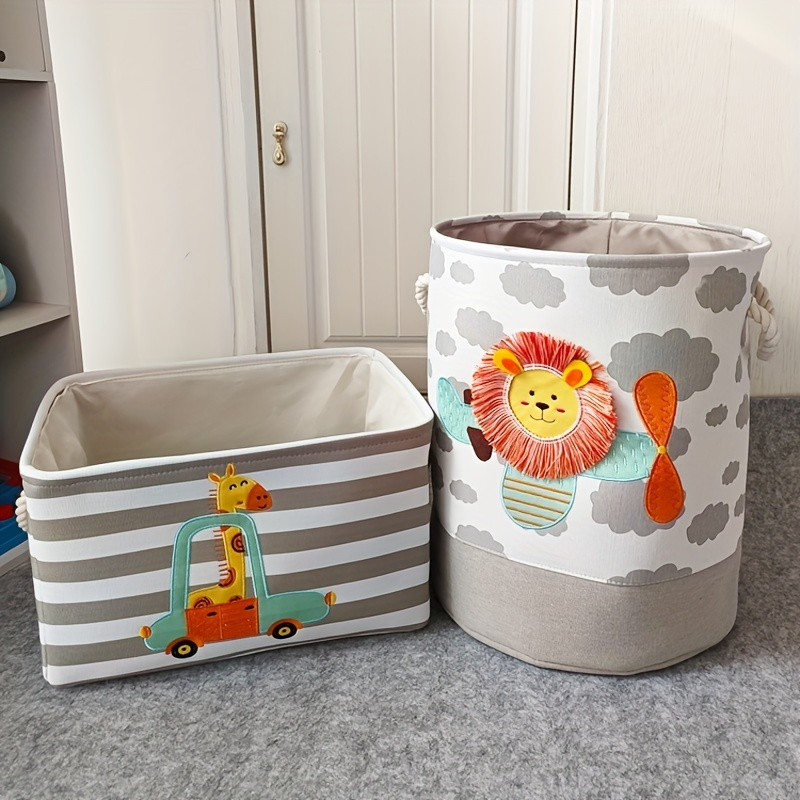 

1pc Large Cartoon Lion Folding Laundry Basket, Dirty Clothes Storage Basket For Toys Organizers Basket Sundries Storage Barrel