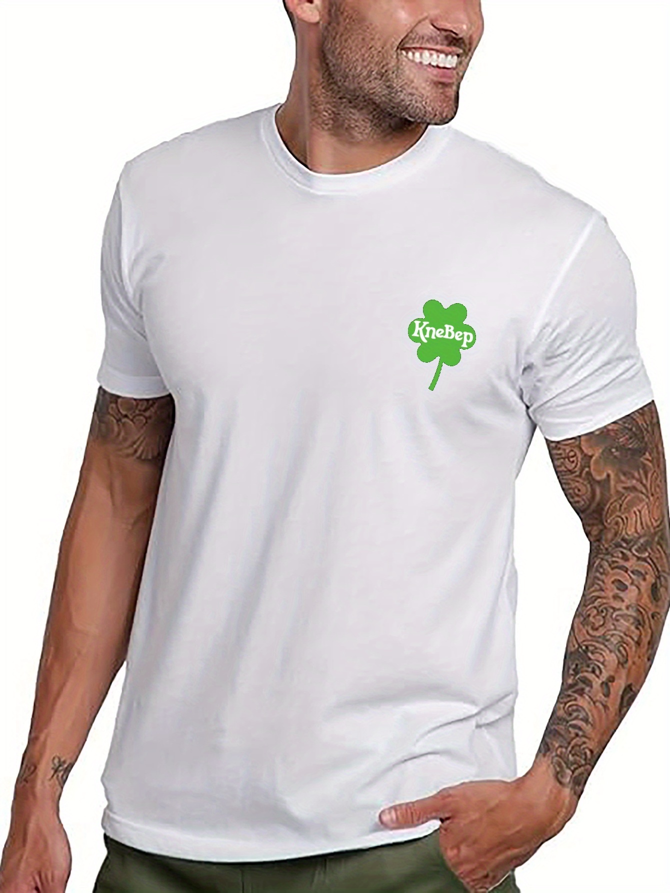 Clover Logo Print T Shirt Tees Men Casual Short Sleeve T - Temu Ireland