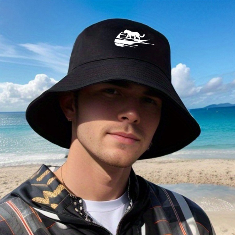 1pc Customized Cotton Fisherman Hat, Outdoor Sun Hat, Printed Bucket Hat, Fishing Hat for Fishing Hiking Camping,Temu