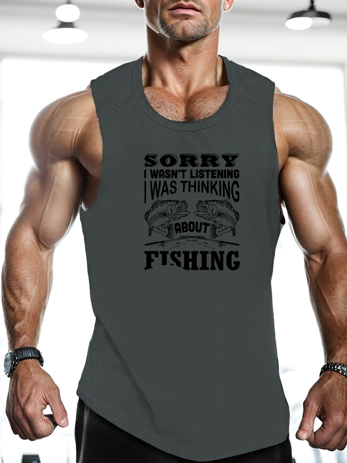  Bigfoot Fishing Tank Tops Men Sleeveless Shirts Gym