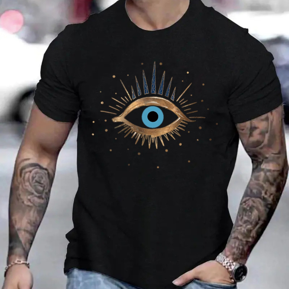 

Eye Print T Shirt, Tees For Men, Casual Short Sleeve T-shirt For Summer