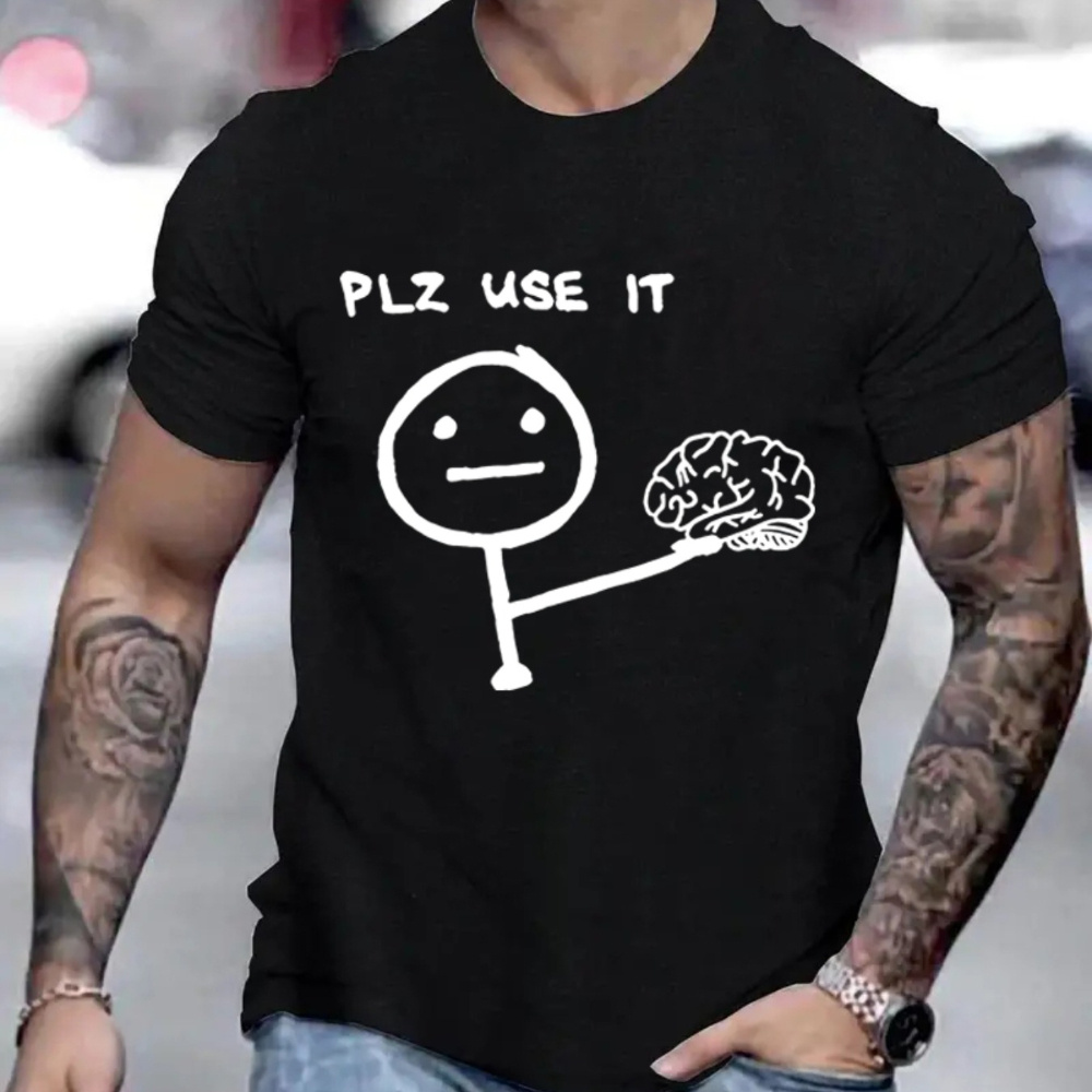 

Please Use It Print T Shirt, Tees For Men, Casual Short Sleeve T-shirt For Summer