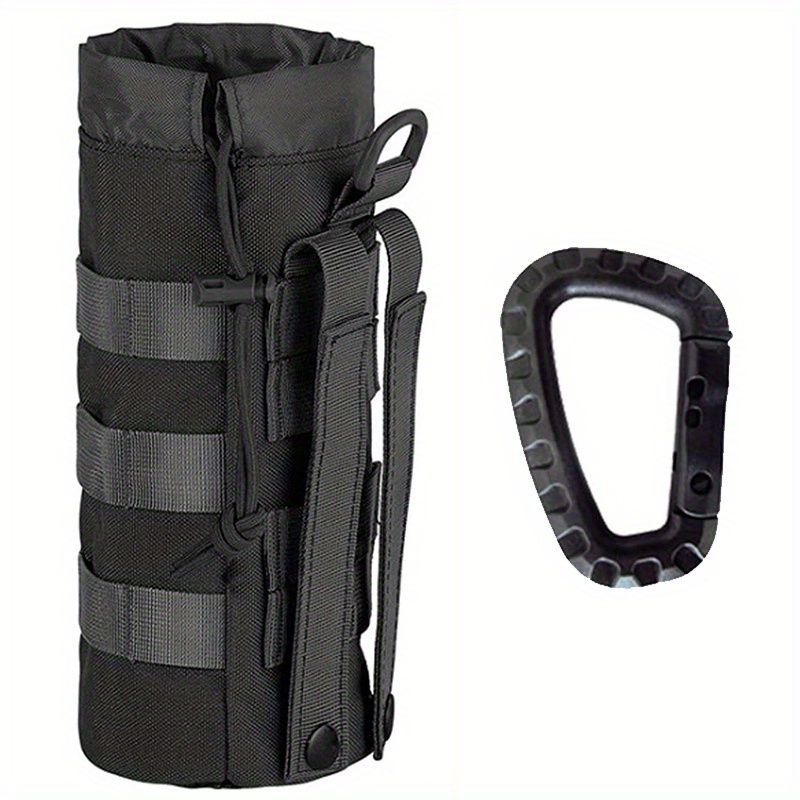Tactical Molle Water Bottle Pouch Drawstring Molle Water Bottle Holder Bag Mesh Hydration Carrier D-shaped Hook