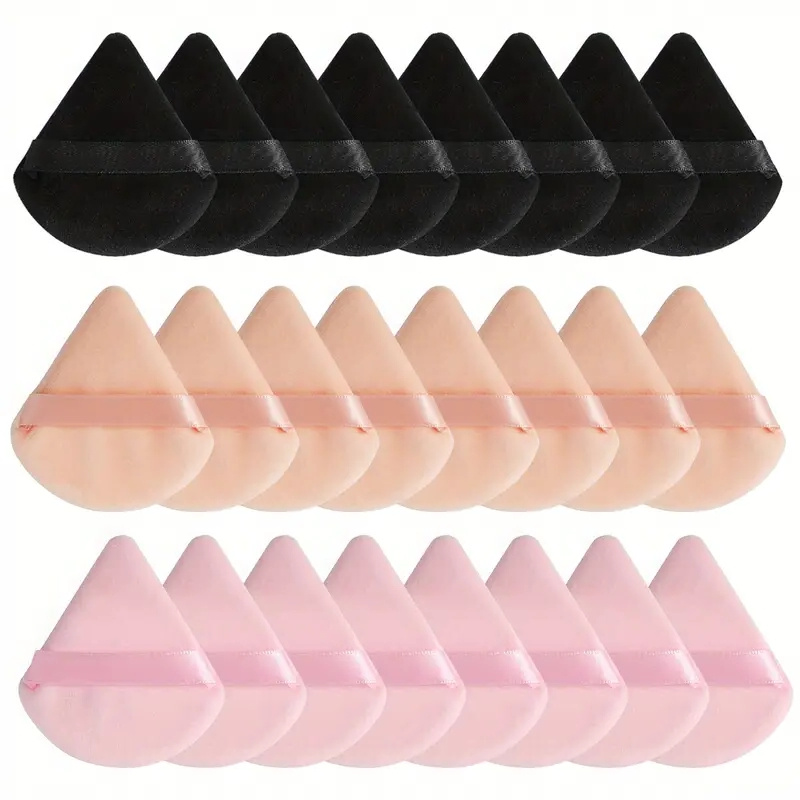 

10/24pcs Powder Puffs Triangle Cosmetic Powder Puff Reusable Soft Plush Powder Sponge Makeup Foundation Sponge For Face Body Loose Powder Wet Dry Makeup Tool