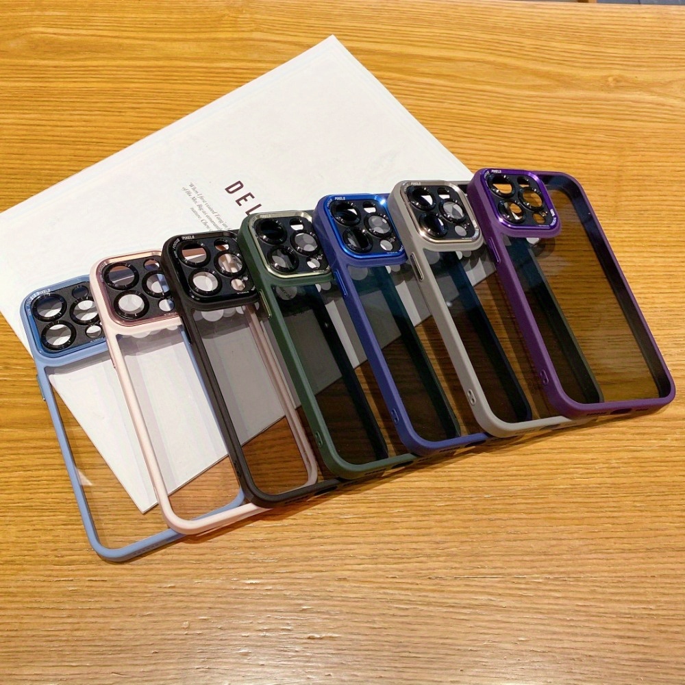 

Transparent Phone Case With Colorful Borders Suitable For Phone15 14 13 12 11 Pro Promax