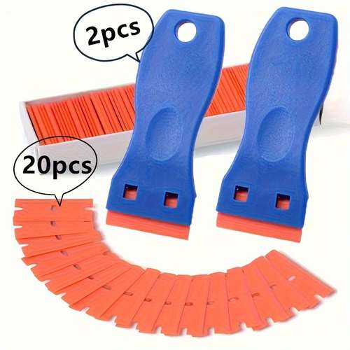 12-Piece Plastic Scraper Tool Set - Car Sticker Remover & Glass Paint Dirt Cleaner
