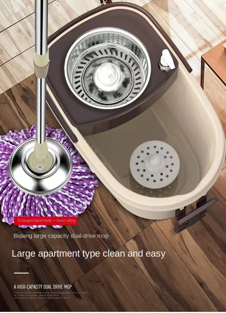 easy   spin mop and bucket set hands free washing   kitchen bathroom living room patio cleaning details 0