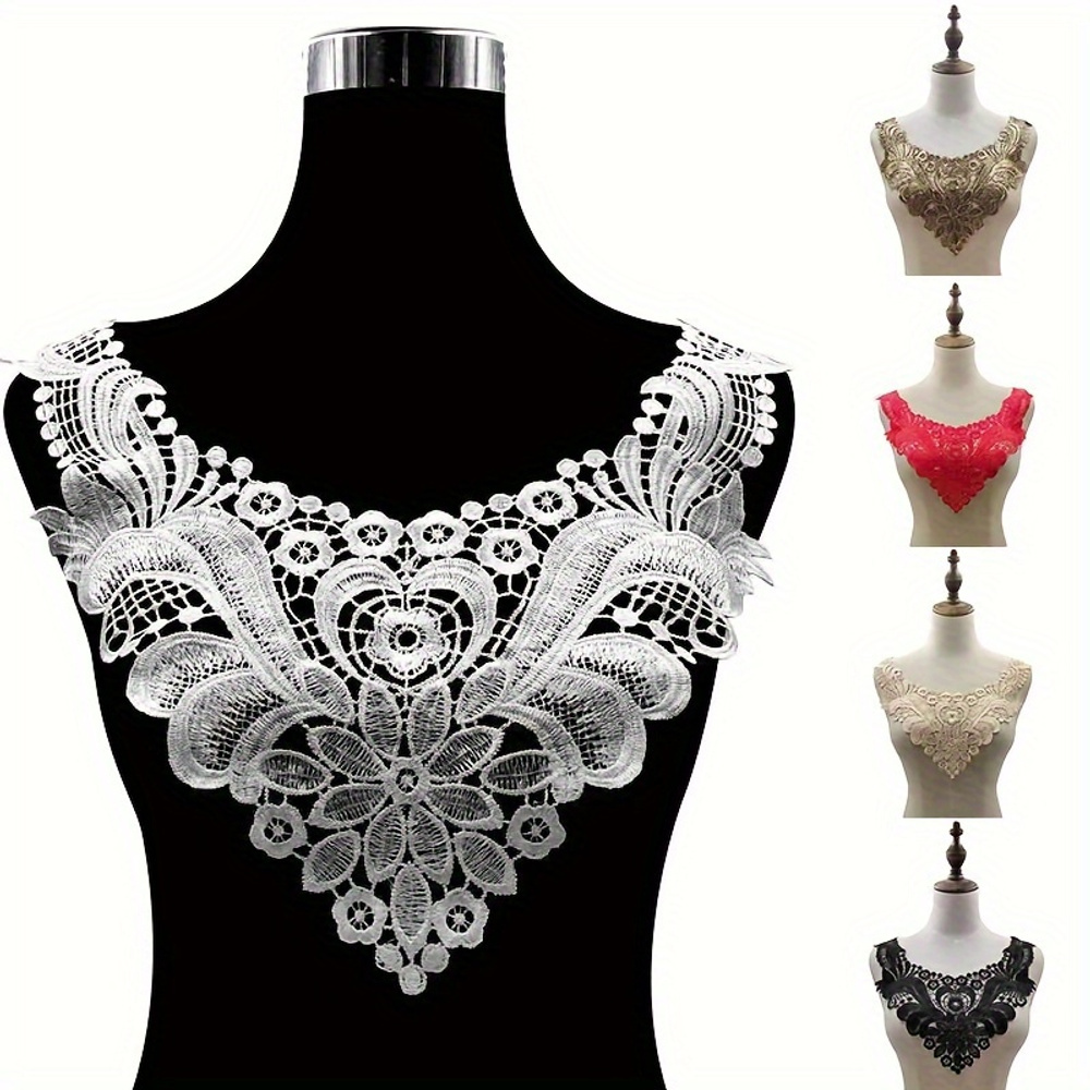 

1pc Elegant Hollow Lace Embroidery Collar, Diy Detachable Corsage, Suitable As Great Party Decoration