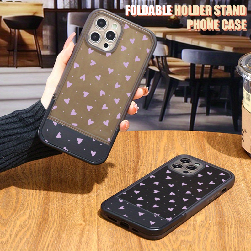 luxury foldable holder stand phone case purple heart Temu