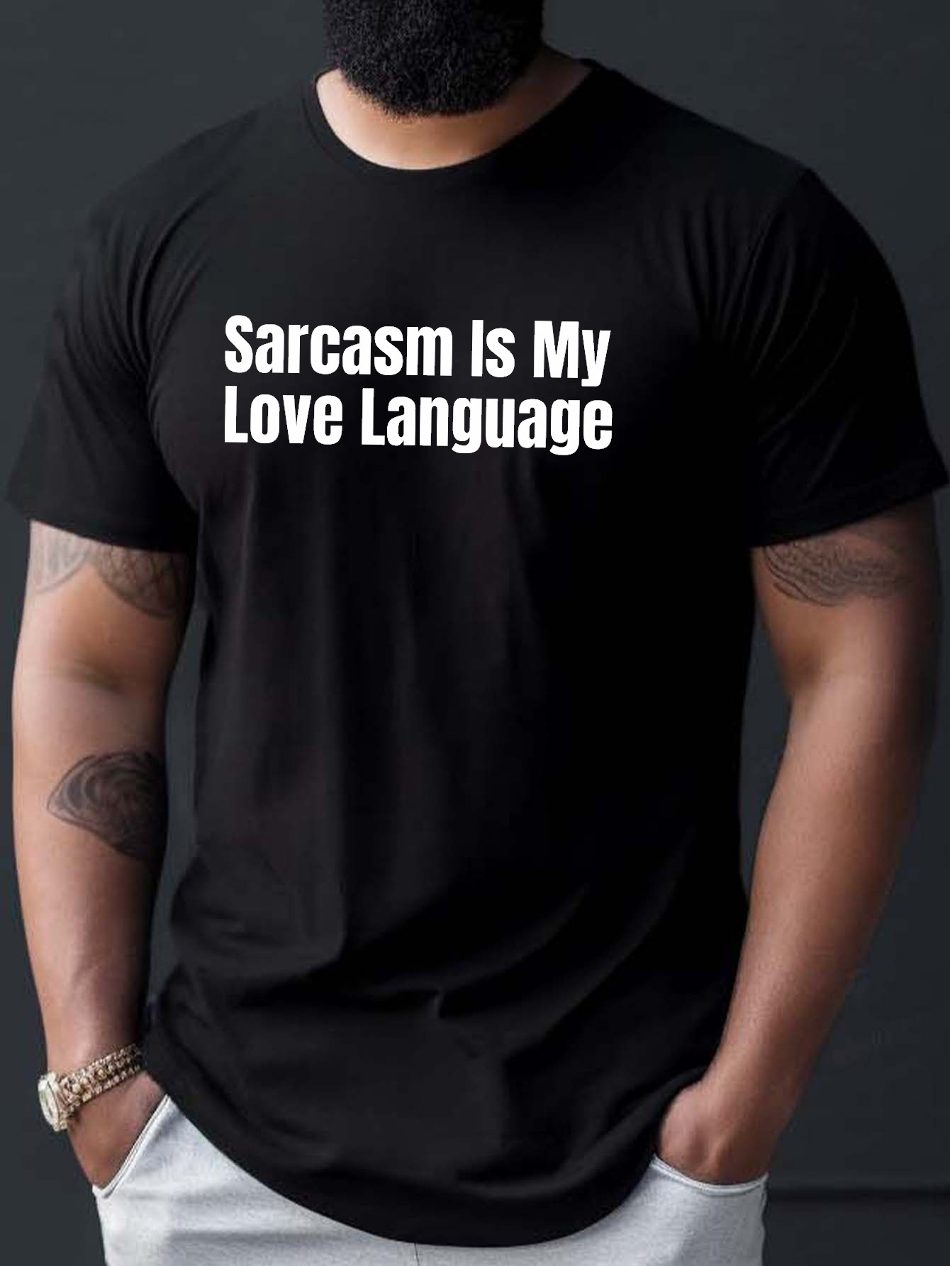 Sarcasm Love Language Print Short Sleeve Tees Men Casual Temu Canada 6952