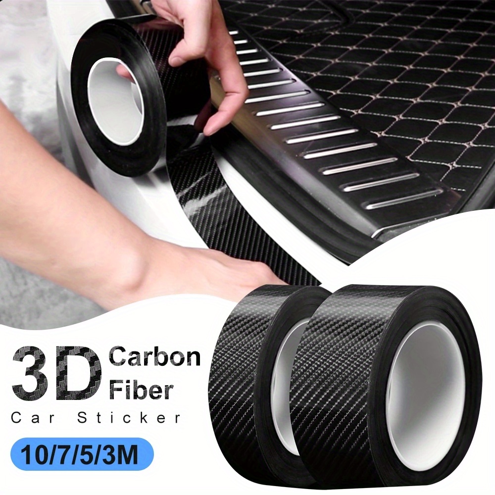 

5m Carbon Fiber Car Sticker - Scratch-proof & Waterproof Diy Protection Film For Thresholds, 3d Textured Surface, Pvc Material, Easy To Apply, Carbon Fiber Car Accessories