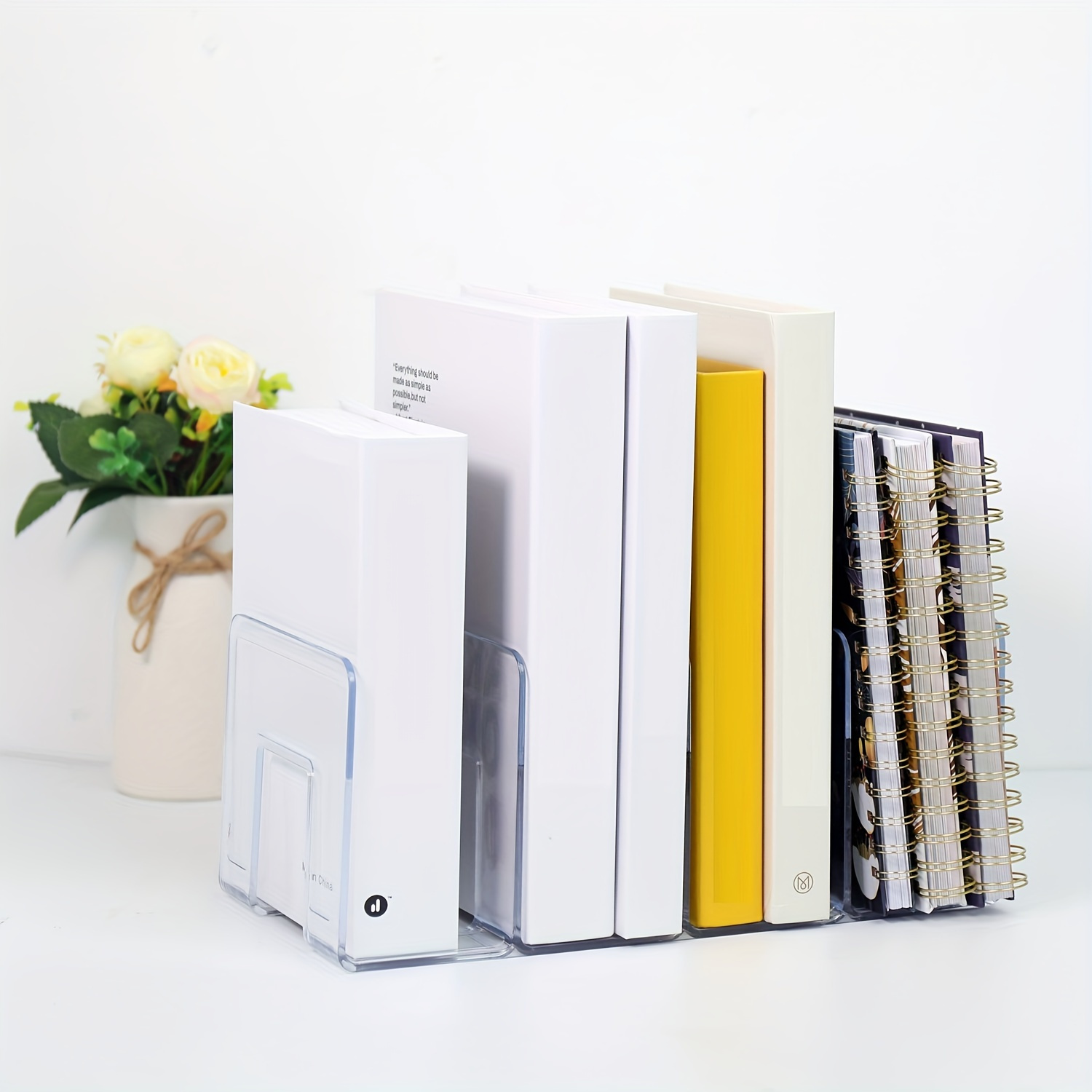 

1pc Four-compartment Bookshelf Transparent Acrylic Desktop File Storage Office Supplies Shelf Bookshelf Book File Book Stand