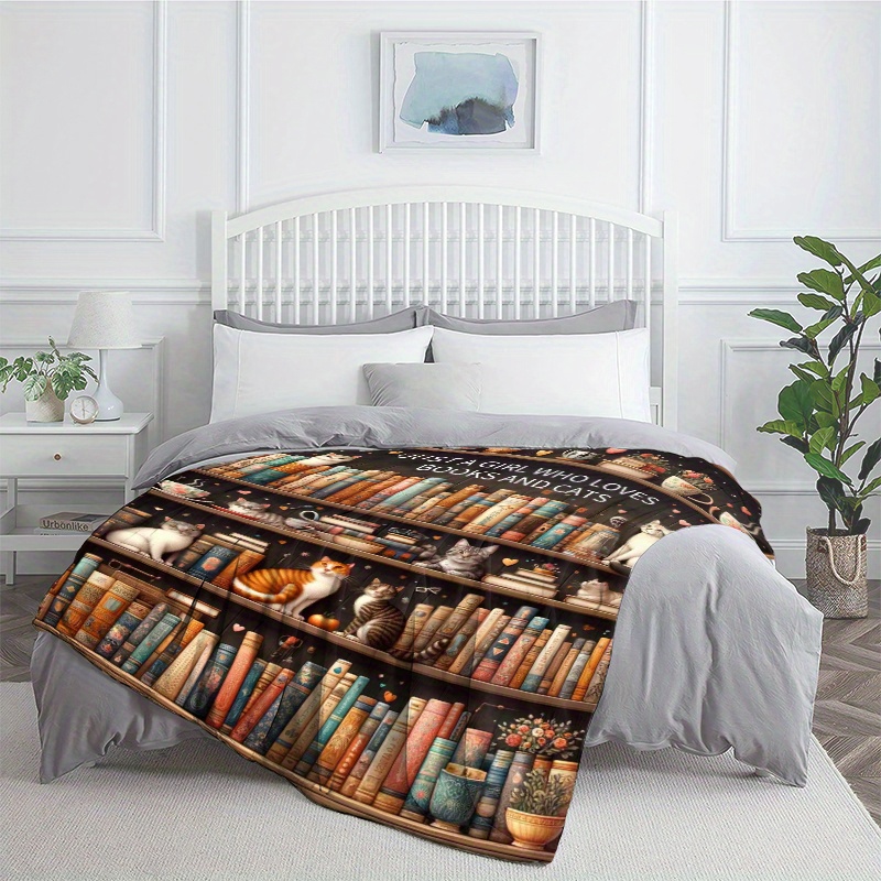 TEMU & Cat Flannel Throw Blanket - Soft, Warm, And Lightweight For Sofa, Bed, Travel, Camping, Office - Durable Design