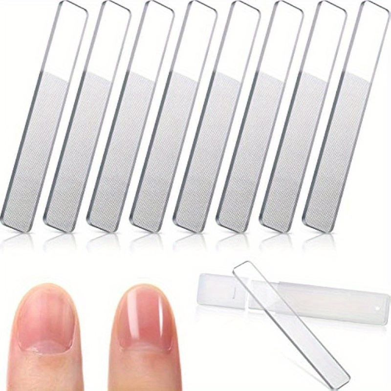 

8 Pieces Nano Shiner Files Glass Natural Nail Files, Crystal Nail Shiner Buffer Polisher With Case For Natural Nails