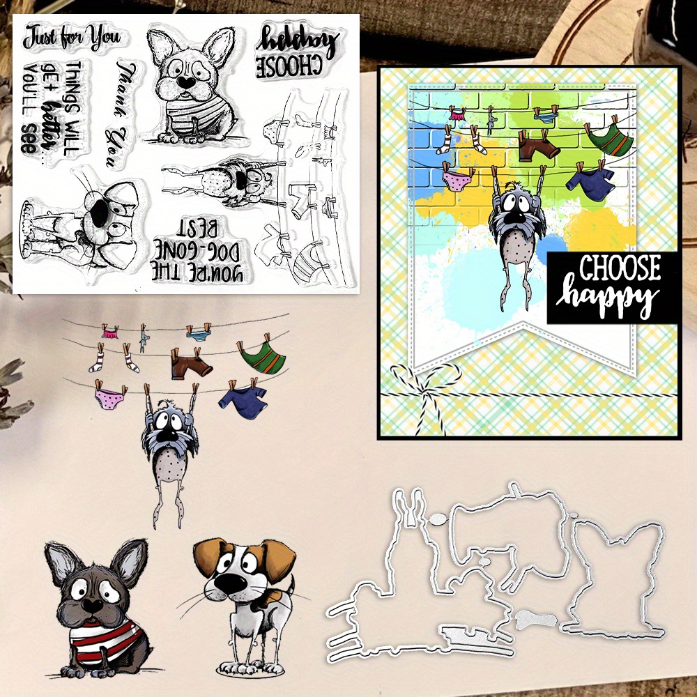 

Mangocraft Original Design Cute Pets Dogs Diy Cutting Dies Clear Stamp Scrapbooking Metal Dies Silicone Stamps Embossed Card Album Stencil Decor
