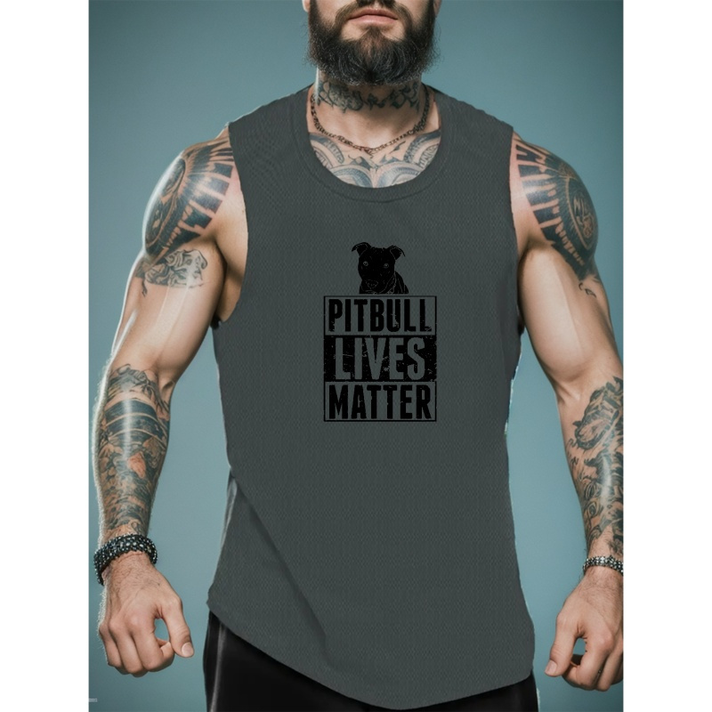 

Pitbull Lives Matter Print Summer Men's Quick Dry Moisture-wicking Breathable Tank Tops Athletic Gym Bodybuilding Sports Sleeveless Shirts For Running Training Men's Clothing