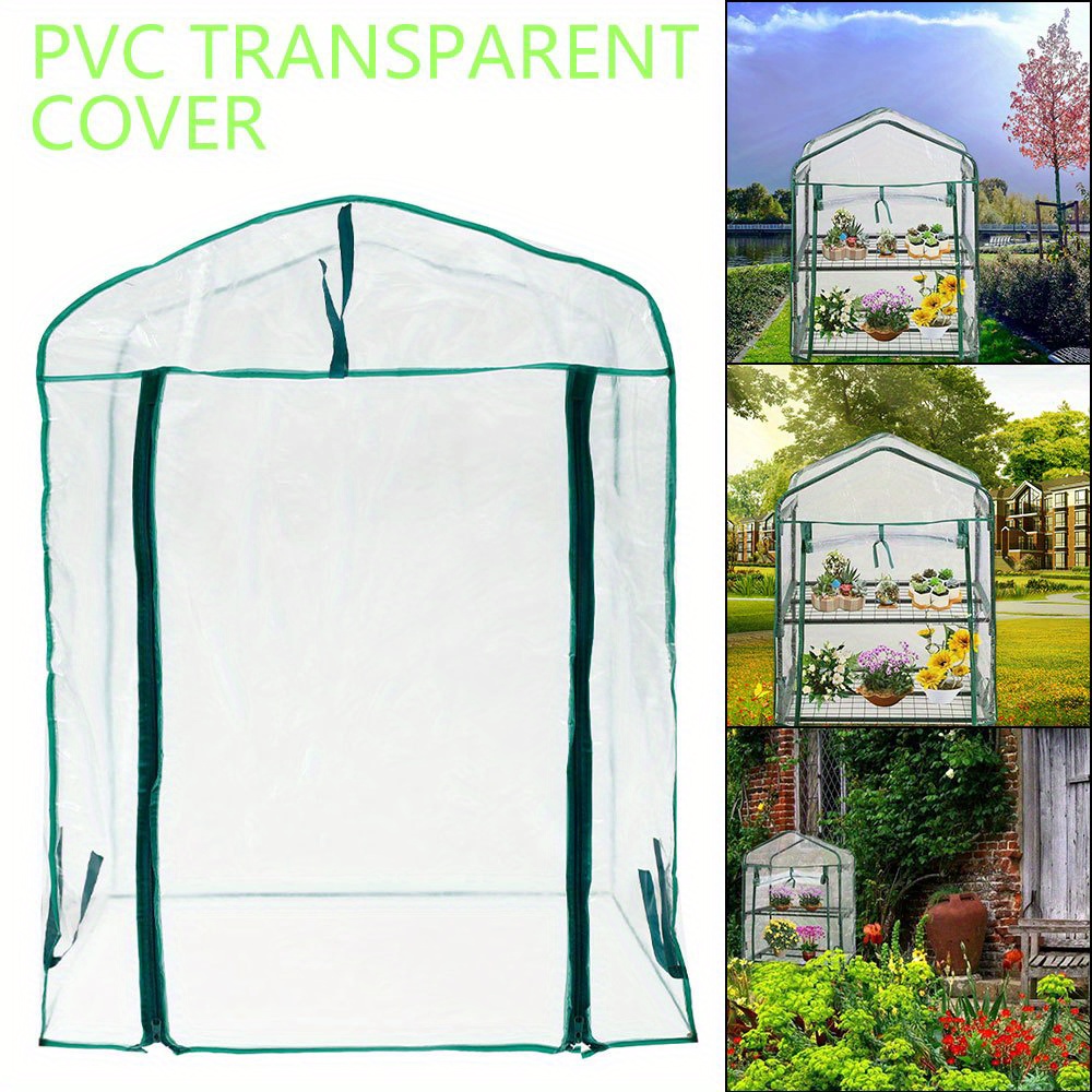 

1 Pack, 2-layer Shelves Greenhouse Cover Pvc Transparent Replacement Cover Greenhouse Tent Plant Protective Cover For Flower Room