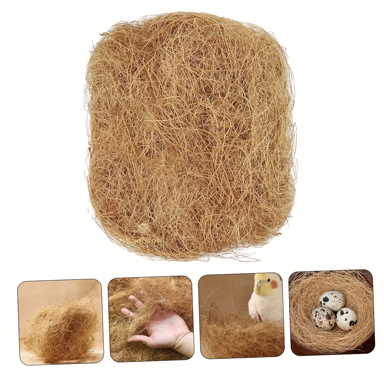 Grow Organiks Coconut Fibre Animal Bedding, Bird Nesting Material (200 GMS), Chicken Nesting Pads, Hamster Bedding, Coco Husk For Plants