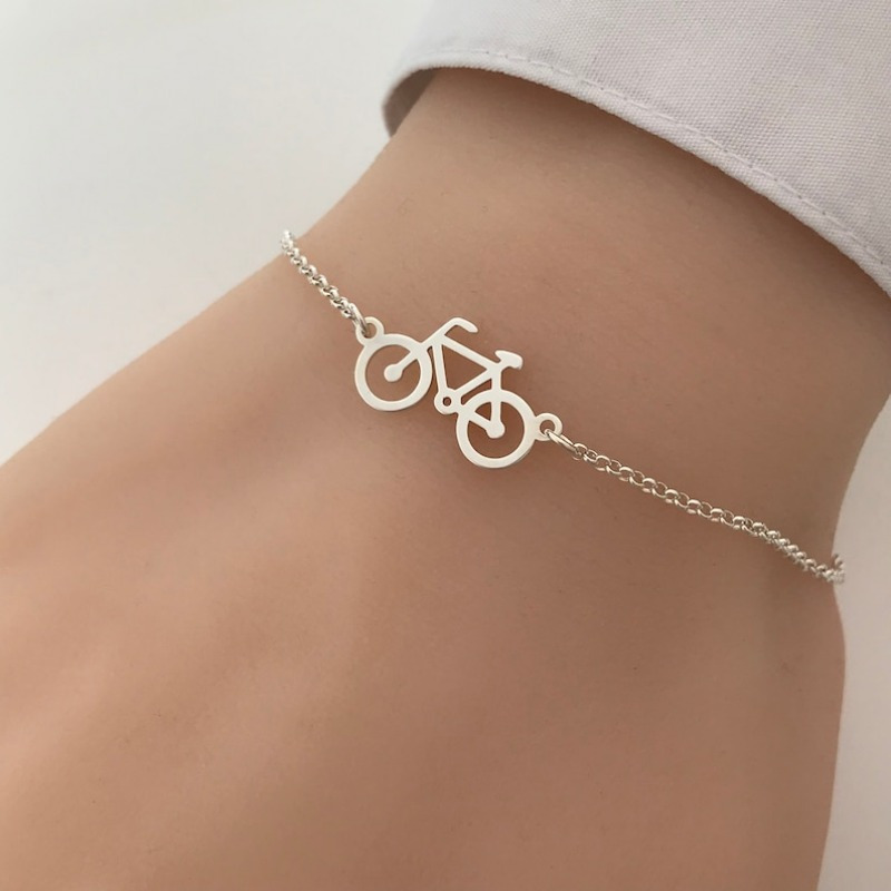 

1pc Silvery Bohemian Style Bicycle Charm Bracelet, Adjustable Bike Chain Link Bracelet, Boho Chic Travel Jewelry Gift