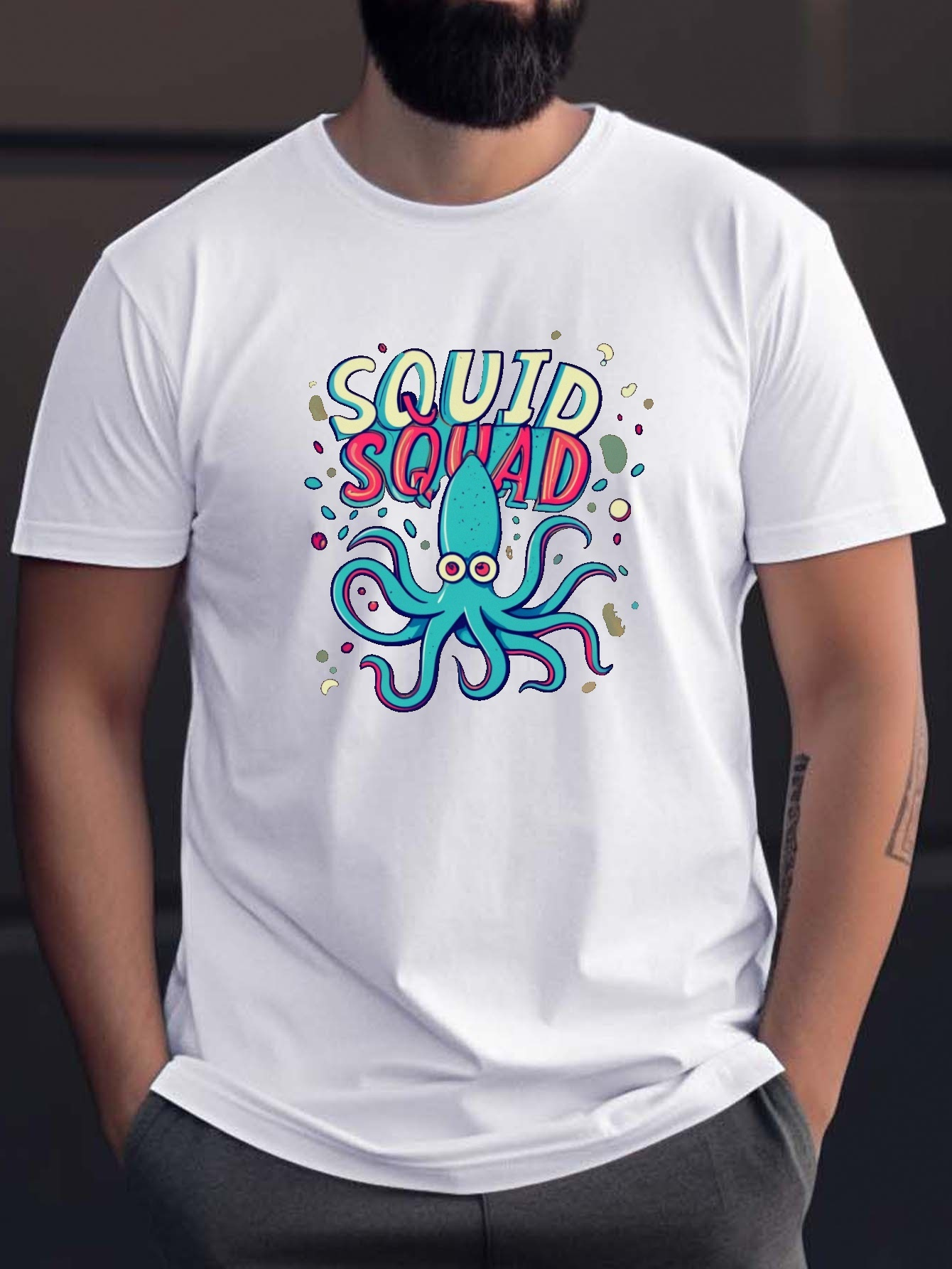 Funny Squid Octopus 3d Digital Print Men's Creative Top - Temu
