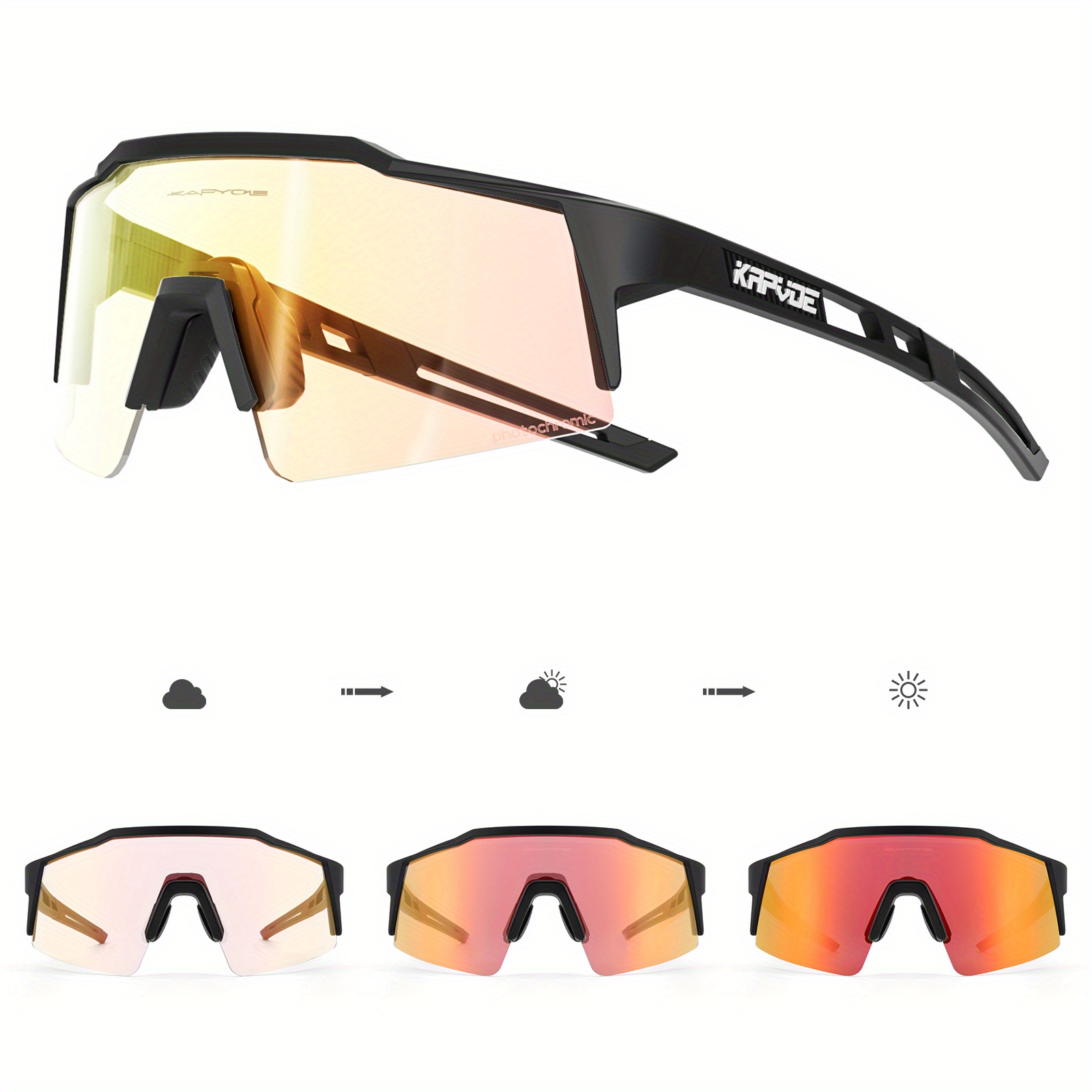 Lunettes de cyclisme photochromiques rouges pour hommes, lunettes de  soleil de vélo de montagne VTT pour femmes, lunettes de protection pour le