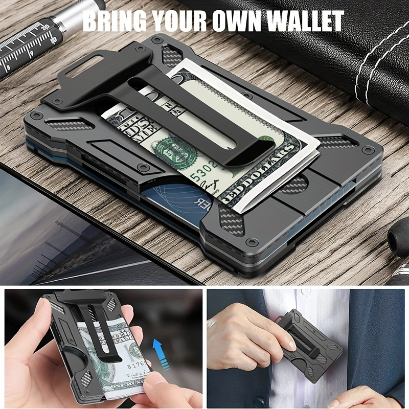 

Unisex Rfid Blocking Wallet, Mini Metal Clutch Credit Card Holder With Cash Clip