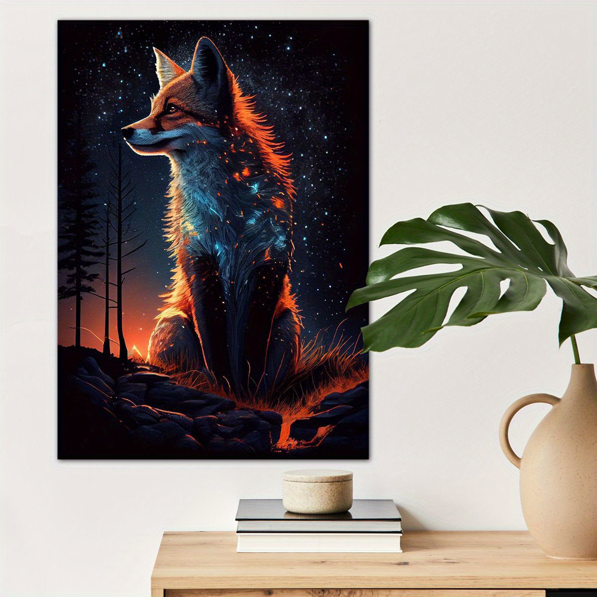 

1pc Lighting Fox Poster Canvas Wall Art For Home Decor, Animal Lovers Poster Wall Decor High Quality Canvas Prints For Living Room Bedroom Kitchen Office Cafe Decor, Perfect Gift And Decoration