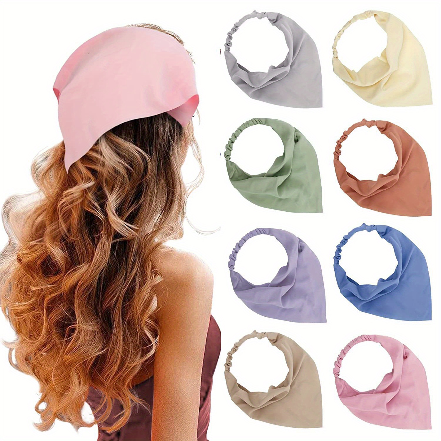 

8pcs Solid Color Elastic Triangular Head Bands Stylish Hair Hoops Trendy Hair Accessories For Women And Daily Use Wear