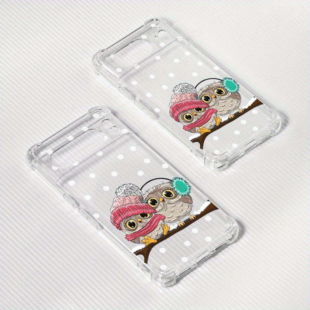 

Cartoon Animal Owl Shockproof Transparent Phone Case For Google Pixel 8 8pro 7a 7pro 7 6a 6pro 6 Soft Tpu Cover