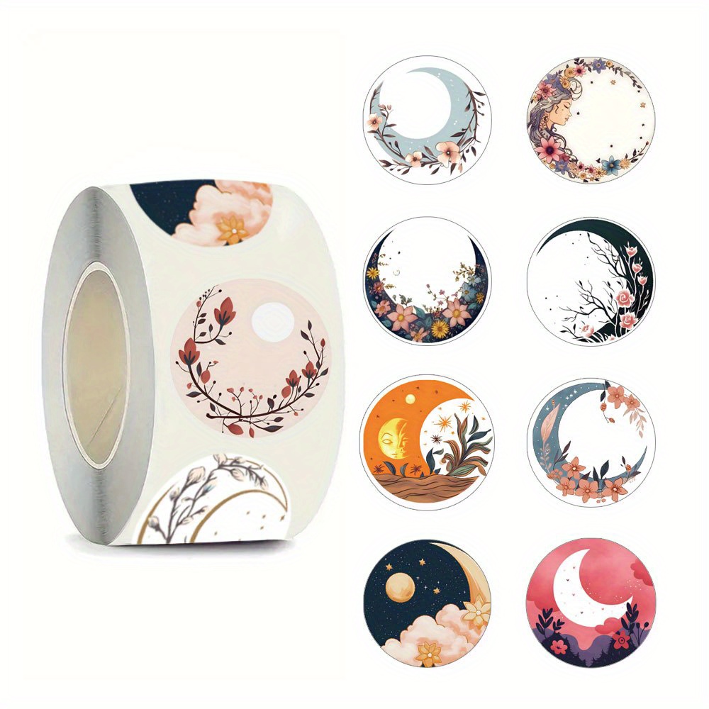 Image of 500pcs Cartoon Bohemia Flower Stickers, Decals Rolls Self Adhesive Suitable Luggage, Phone Cases, Laptops, Helmets, Skateboards (1 Inch Labels / 10 Patterns)