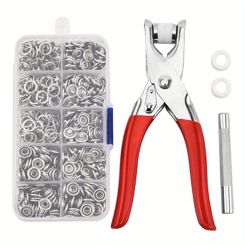 

Complete Diy Snap Fastener Kit With Metal Buttons & Pliers - Easy-to-use Tool Set For Clothing, Crafts & More