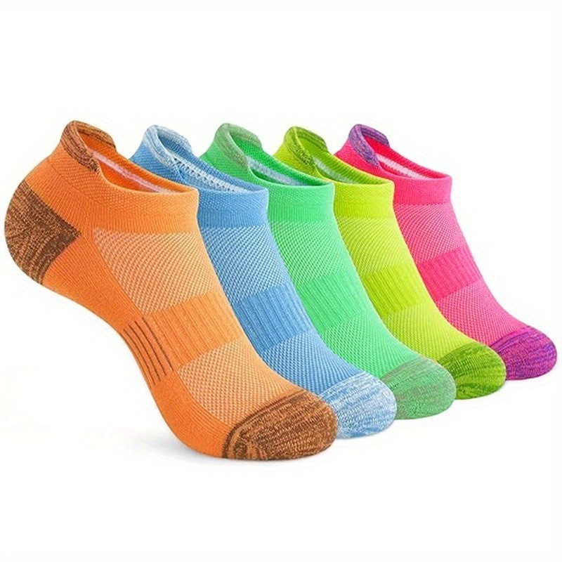 

3/5 Pairs Of Women's Color Blocking Sports Socks, Shock-absorbing And Anti Slip Sports Socks, Suitable For Running, Hiking And Cycling