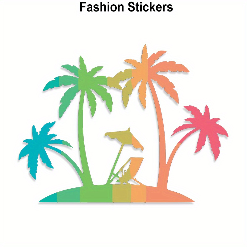 

Palm Trees Beach Chair Umbrella Car Sticker For Laptop Bottle Truck Phone Motorcycle Van Suv Vehicle Paint Window Wall Cup Fishing Boat Skateboard Decals Automobile Accessories