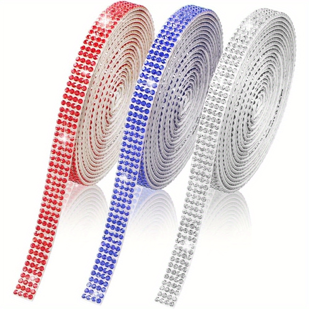 

Self-adhesive Rhinestone Strips: Stickers For Arts & Crafts, Diy Decoration - 3 Different Colors, 1 Yard Length