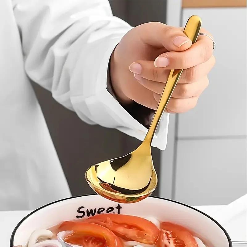 Korean Stainless Steel Thickening Spoon Creative Long Handle Pot Spoon Soup Ladle Home Kitchen