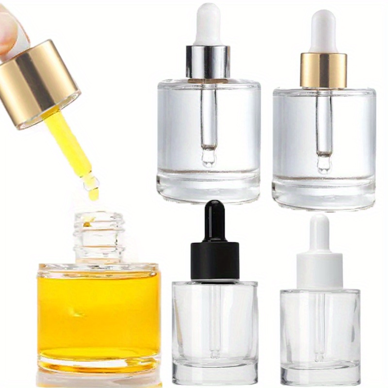 

6pcs 15ml 30ml 40ml Round Thick Clear Glass Essential Oils Serum Bottle With Dropper Pipette Perfume Aromatherapy Liquid Massage Oils Containers Refillable Bottles