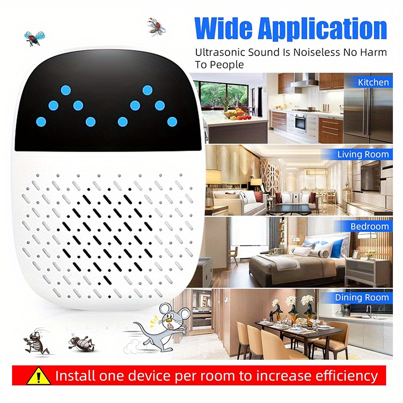 ultrasonic pest repeller plug in mouse repellent indoor repellent mice repellent for house with two modes for spiders flies ants rats roaches details 4