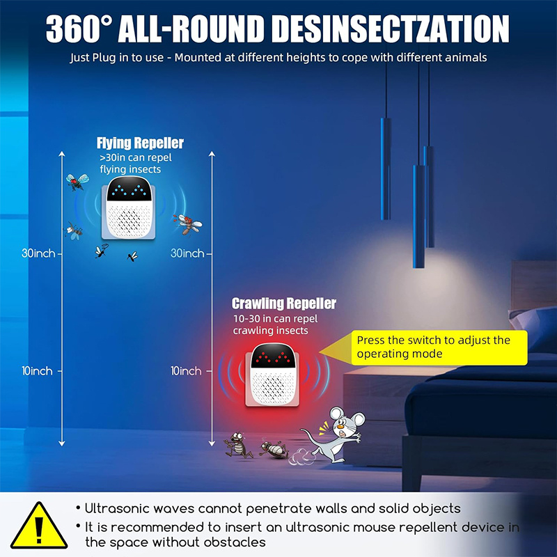 ultrasonic pest repeller plug in mouse repellent indoor repellent mice repellent for house with two modes for spiders flies ants rats roaches details 5