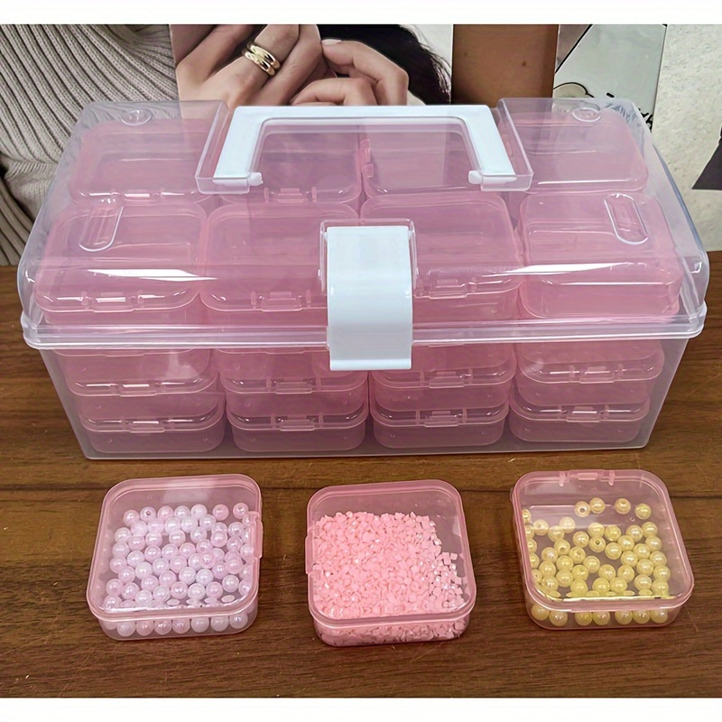 Bright Creations 9 Piece Set Clear Plastic Jewelry Box Organizer with 216 Stickers, Storage Containers for Beads