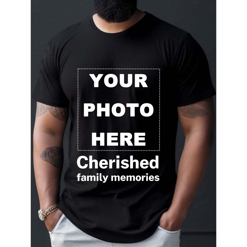 

Custom T-shirt, Personalized Tees For Men, Cherished Family Memories Print, Casual Short Sleeve Custom Printed T-shirt For Summer