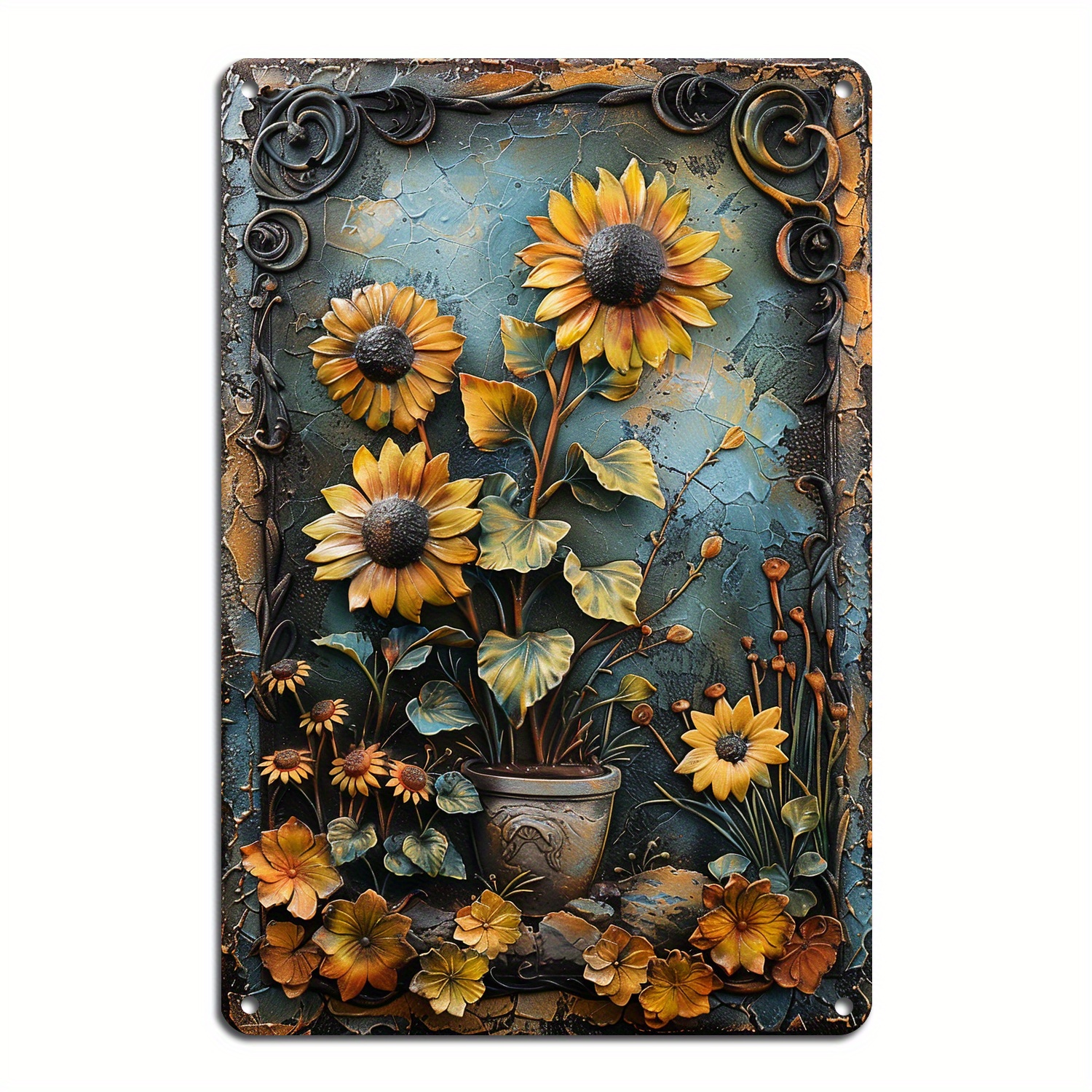 

Retro Metal Tin Sign Vintage Sunflower (12x8 Inch) - Kitchen Wall Home Decor Art Tin Signs, 2d, Room Decor